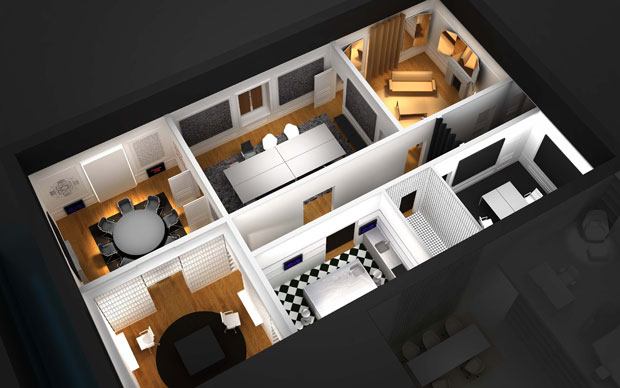 La trasformazione di un classico appartamento milanese in ufficio è uno dei casi che Jean Nouvel proporrà al pubblico del Salone. Immagine @ Cosmit
