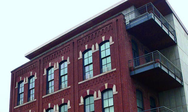 Il Nassau Brewery Icehouse è un tipico edificio di New York con facciata in mattoni brownstone